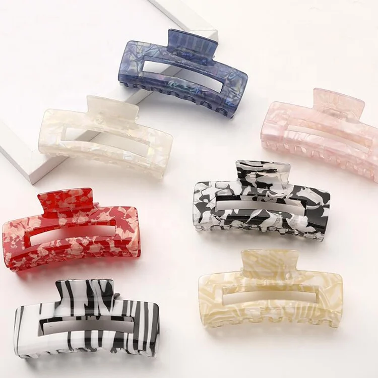 Thick Hair Barrettes Acetate Crystal Acrylic Hair Accessories Marble Clamp Big Korean Plastic Hair Claw Clip