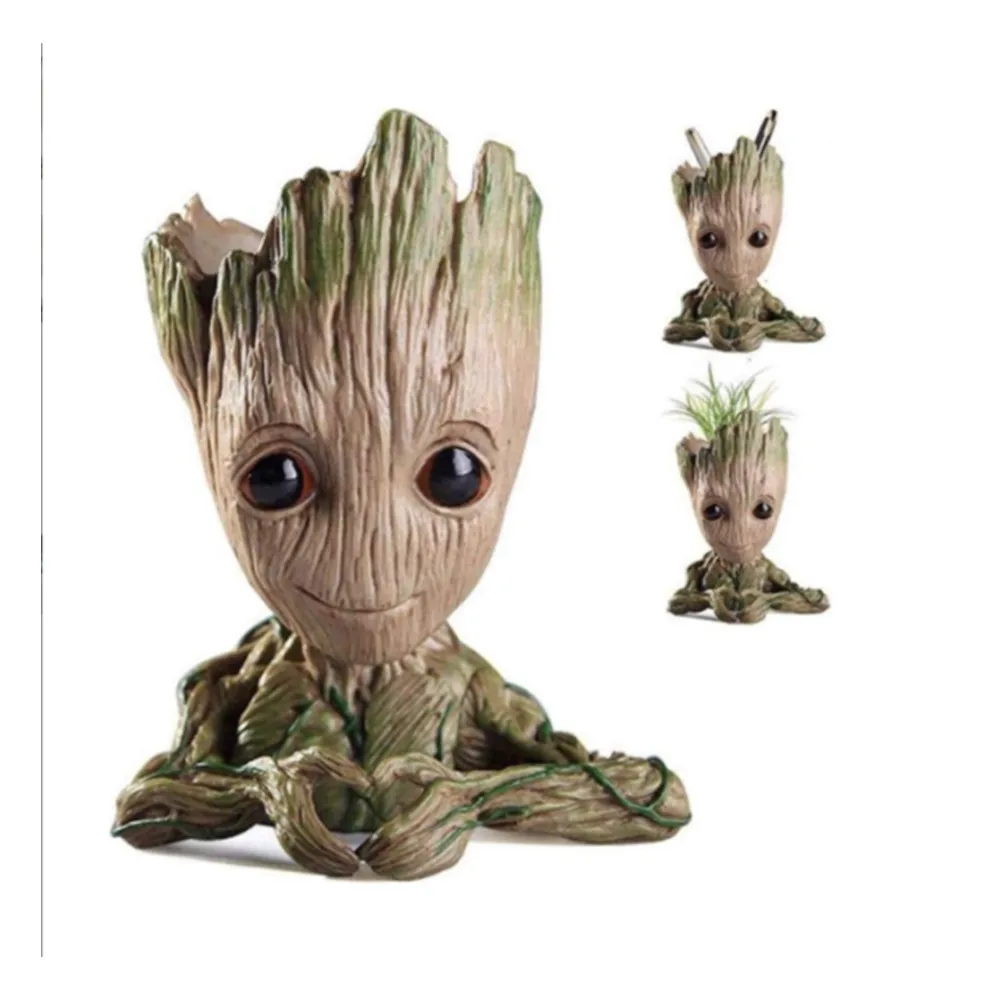 Oniya Baby Groot Treeman Heart-Shaped Groot Succulent Planter Cute Green Plants Flower Pots with Hole Pen Holder