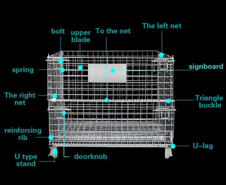 heavy duty large rolling metal steel wire mesh lockable storage container cage with wheels