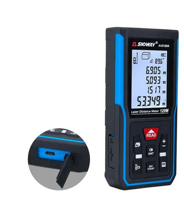 SNDWAY лазерный дальномер 100 м дальномер измерительный инструмент портативный перезаряжаемые цифровой лазерный дальномер