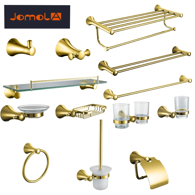 Luxury 5 piece combo black stainless steel bathroom accessories fittings for bathroom