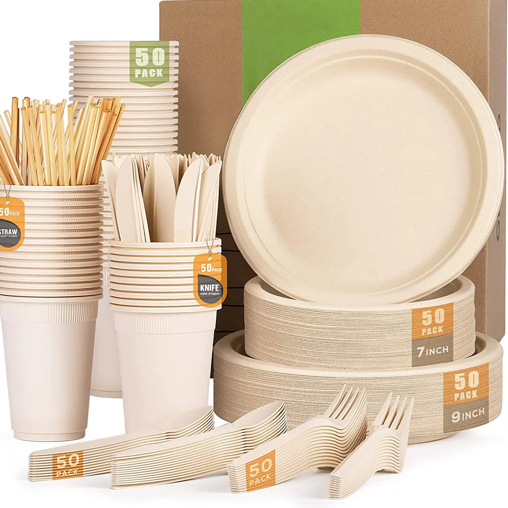 6 7 8 9 10 дюймов сахарный тростник целлюлоза биоразлагаемая одноразовая сахарная тростника натуральные белые круглые бумажные тарелки