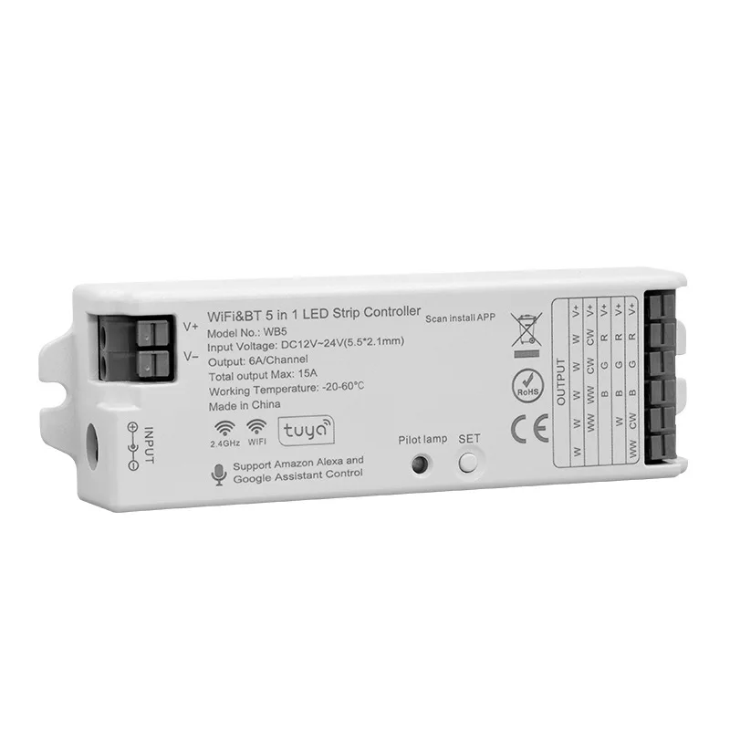 WB5 WiFi smart LED controller RGB LED strip dimmer controlled by Tuya Smart Life APP