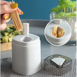 Scandinavian style automatic pop-up toothpick box, push-type transparent toothpick jar, portable toothpick bucket for household