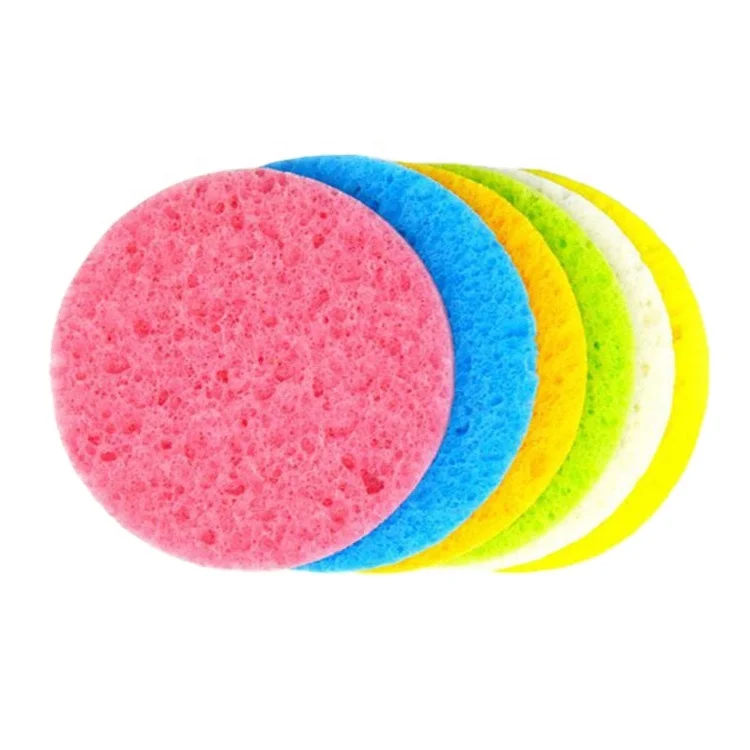 Custom shape Facial Cleaner Face Wash Pad Compress Puff Natural biodegradable cellulose facial sponge