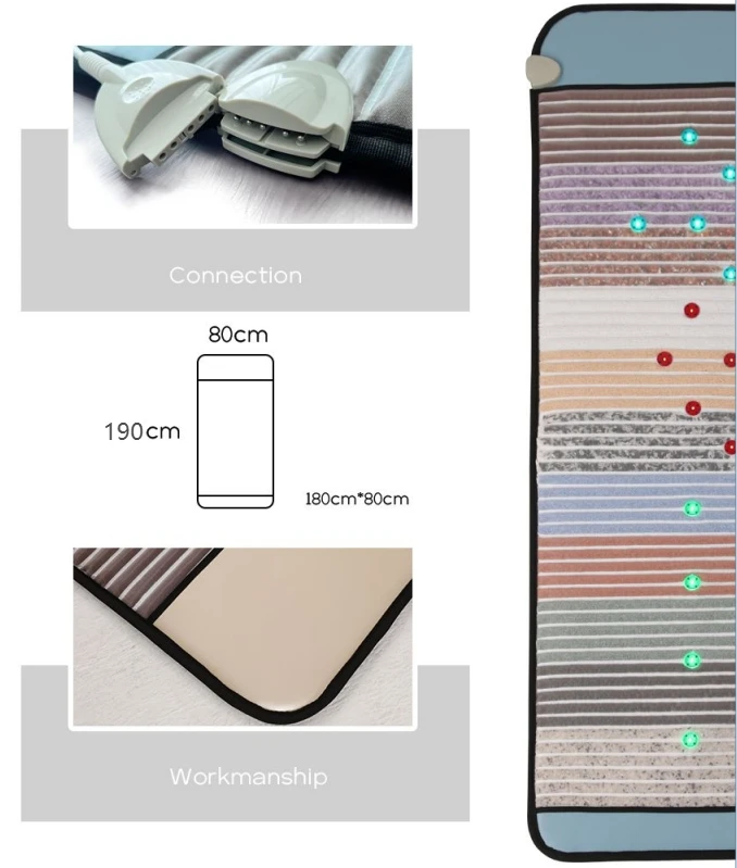 Full Body 24pcs photon light Far Infrared Heating Photon PEMF Mattress Therapy Amethyst Healing Mat