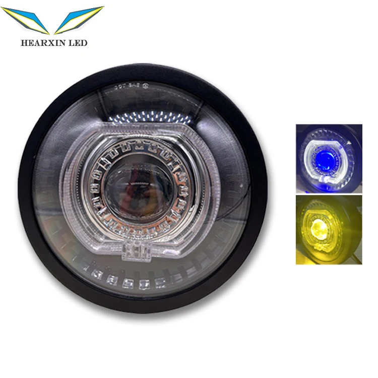5.75 Inch 26W LED Fog Lights Yellow Blue DRL Amber Turn Signal Halo Motorcycle Headlight Auxiliary Passing Light Lamp