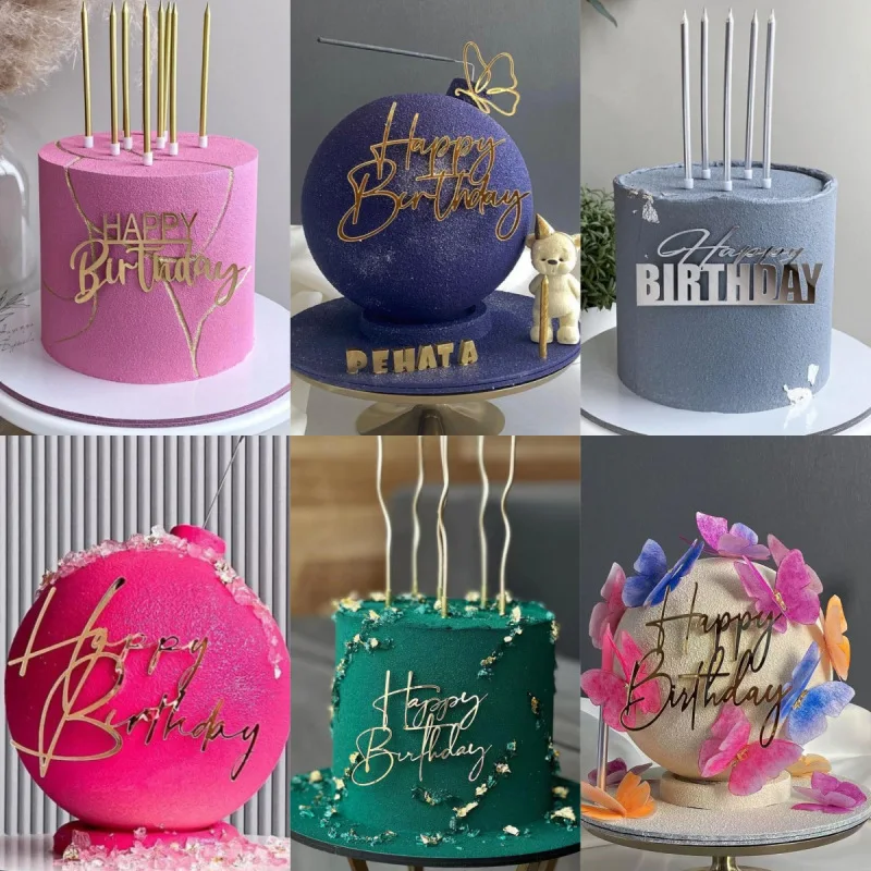Happy birthday cake side acrylic decorating acrylic butterfly Cake Decoration Cake Topper Suppliers