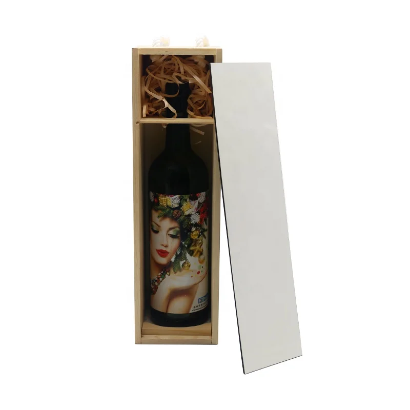 Sublimated Red Wine Gift Wood Boxes Wine Bottle Case Custom Wooden Wine Gift Box