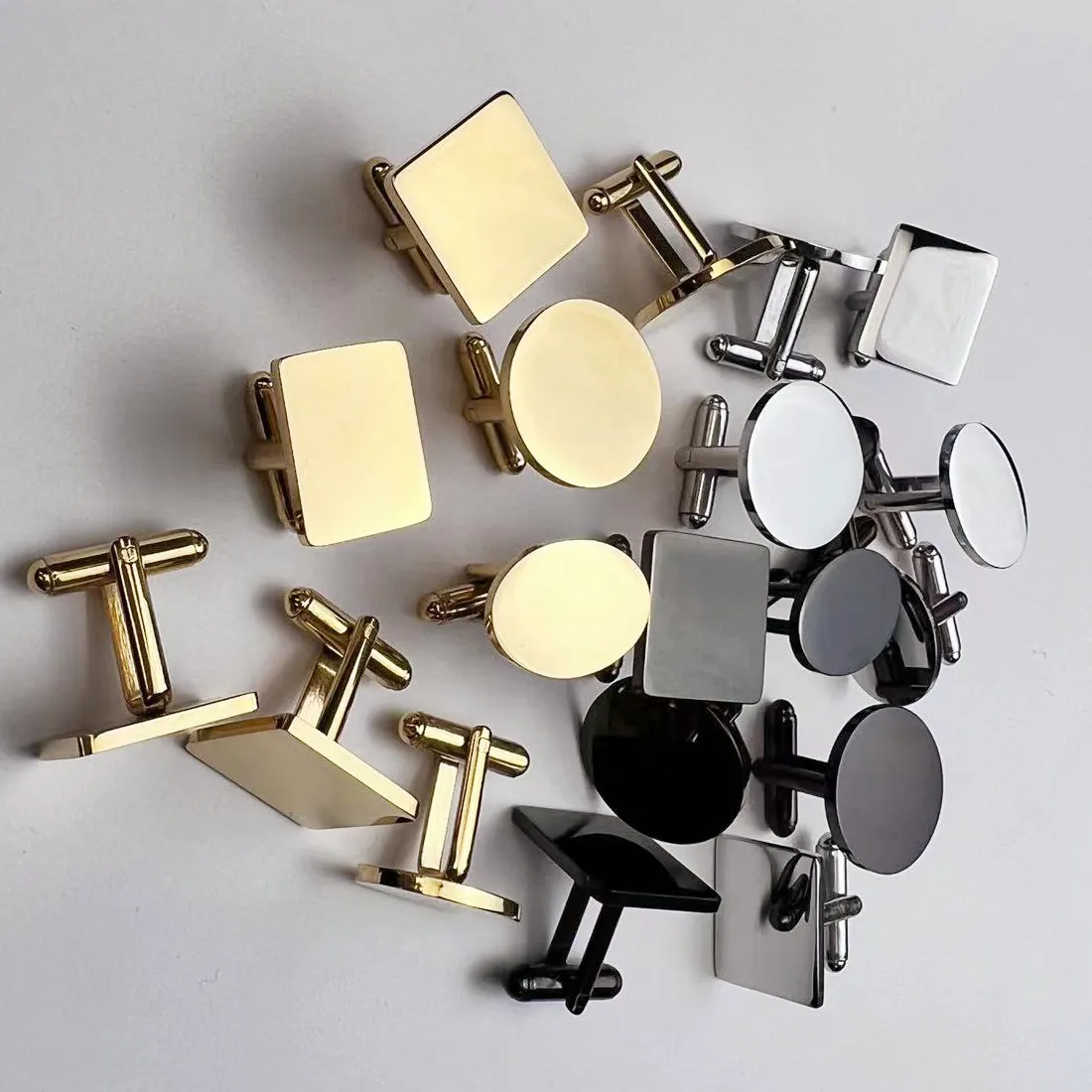 Manufacturer Supplier Blank Customised Logo Stainless Steel Cufflinks Set For Men Metal Custom Shape Tie Clips Cuff Links