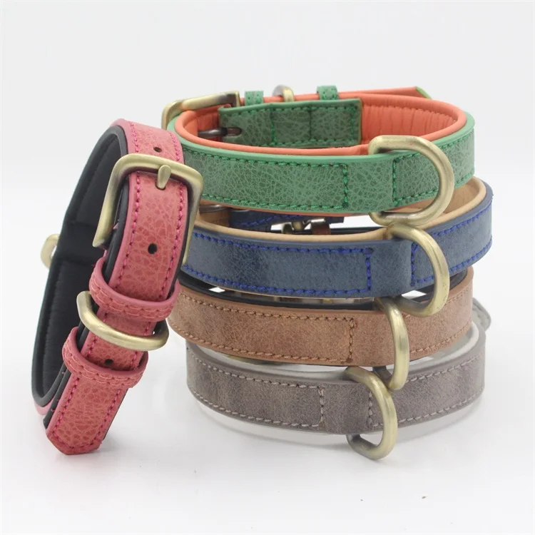 Good Quality PU Leather Dog Collar Hot Sale Pet Collars Wholesale Solid Color Dog Leather Collar