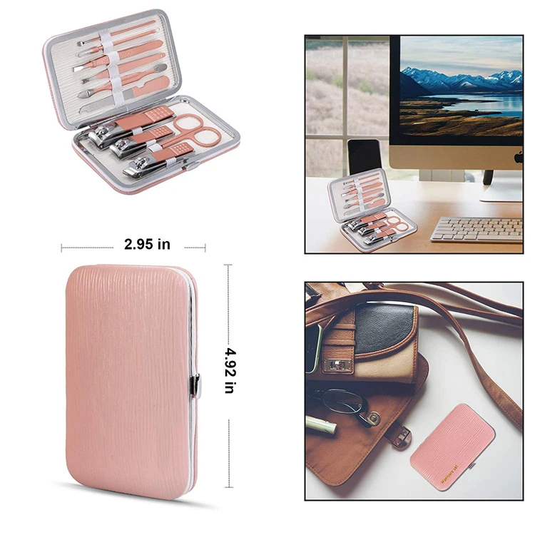 
Best Selling Women Pink Coated Nail Care Tool Gift Set 10 Pieces Nail Manicure Pedicure Set 