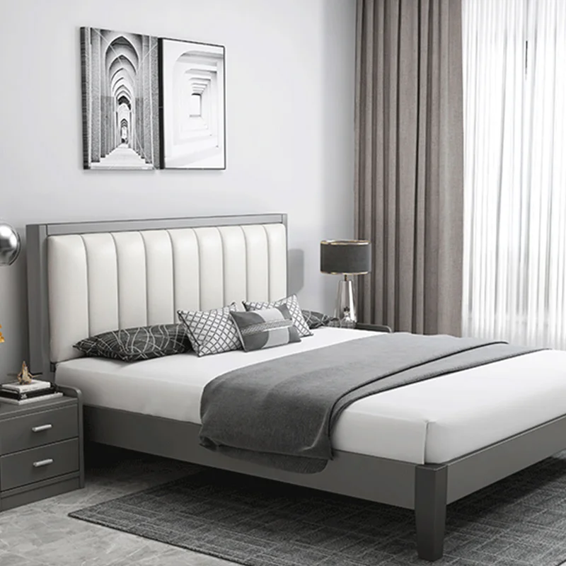 
New design bedroom furniture easy to assemble white strong elegant luxury bed panels wide wooden carved high headboard bed 