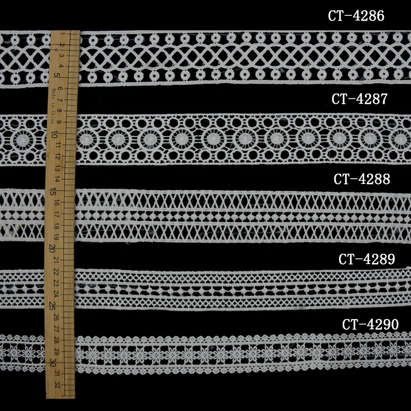 Красивая вышивка лента хлопковая тесьма Водорастворимая французская граница гипюр кружевная отделка белый цвет для