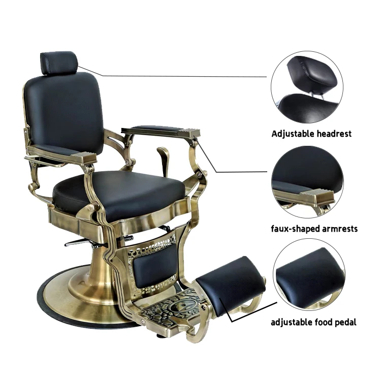 Antique White Gold Hydraulic Barber Salon Hairdresser Chair Furniture Set Chaise Salon De Coiffure Pour Enfant