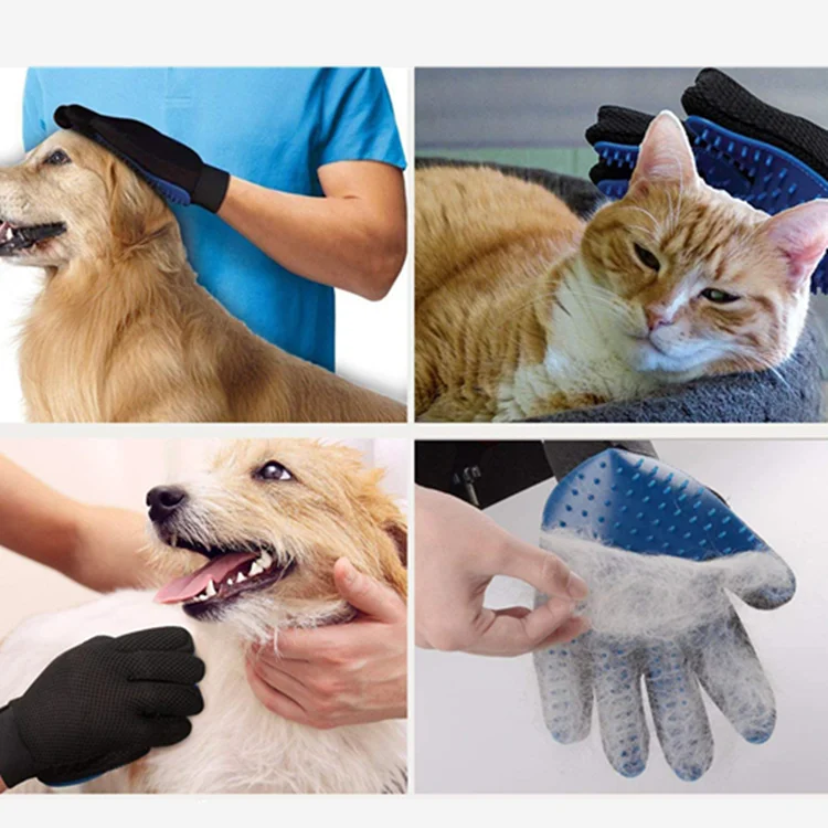 Wholesale Animal Hair Removal Combs Pet Glove With Adjustable Wrist Strap Massage Brush For Dog Cat Pet Hair Grooming Gloves