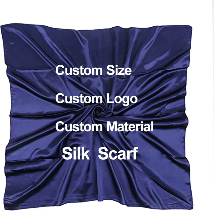 Twill Satin Custom Printing Silk Scarves for Women 2022 Designer Solid Scarf Silk