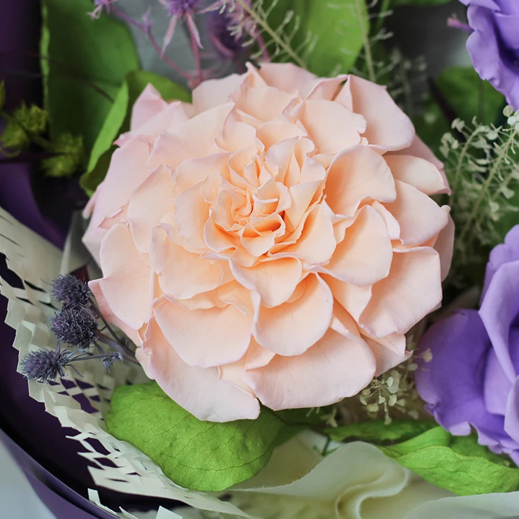 Wholesale Valentine New Products Gifts Purple Roses Real Preserved Flower Bouquets Long Lasting Natural Bouquet of Eternal Roses