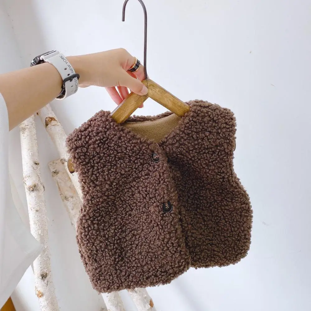 
Baby Girls Vest Autumn Winter Kids Girls Warm Coat Children Fur Style Fleece Outwear Plush Vest 