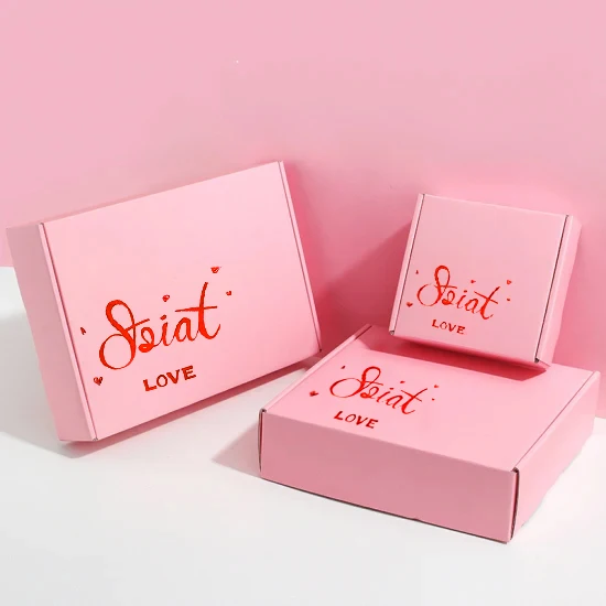 Wholesale Custom Double-Sided Printed Cardboard Paper Gift Packaging Express Shipping Box Pink Airplane Mailer Box With Logo