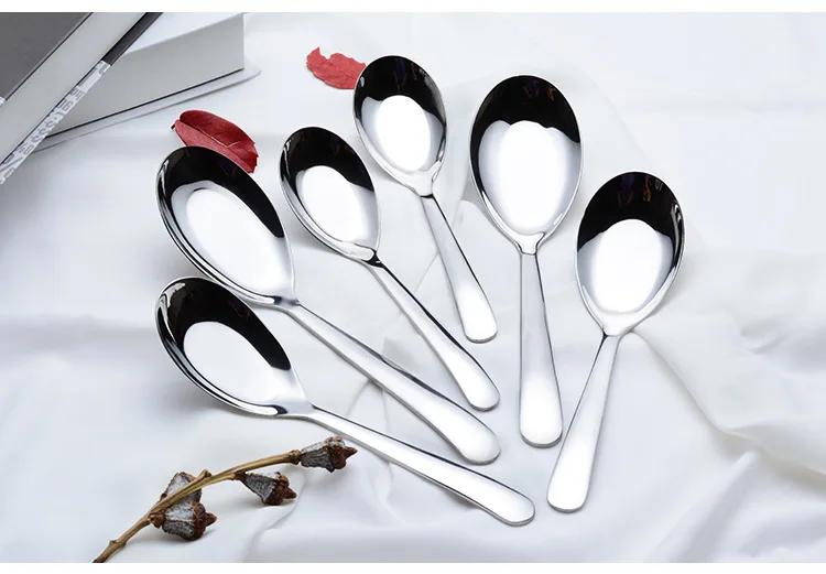 304 Stainless Steel Flatware Thickness Round Silver Sustainable Spoon
