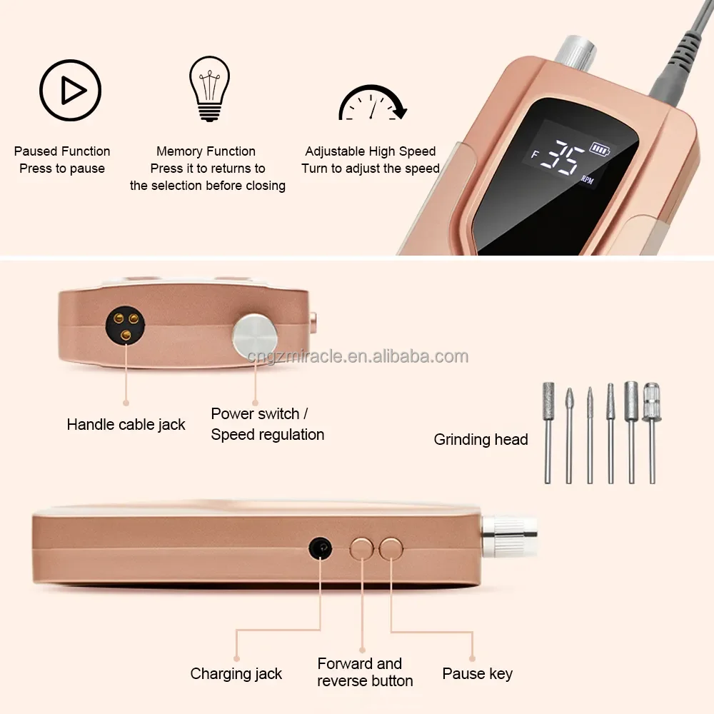 2023 newest Hot Sell Beauty Salon Portable Rechargeable 35000RPM Polish Machine Electric Nail Drill Bit