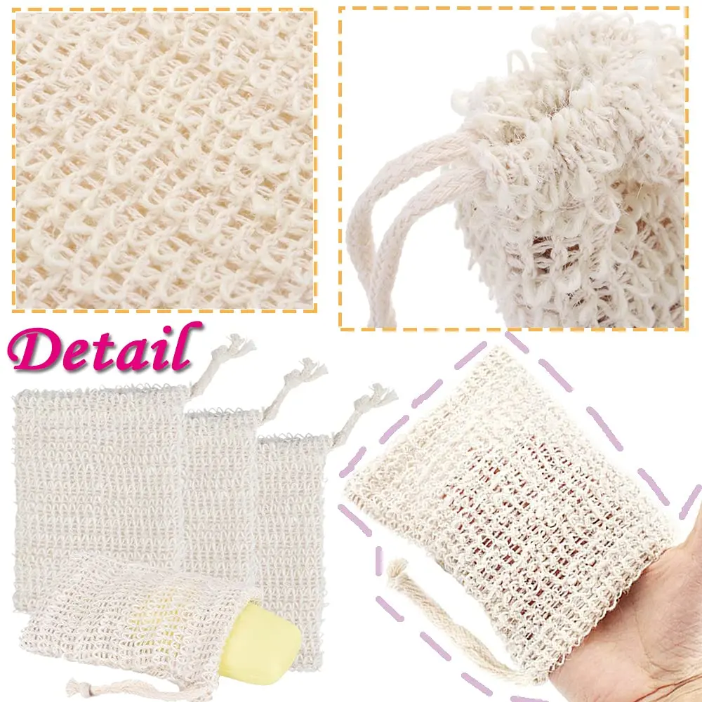 Eco-Friendly Jute Pouch Soap Saver for Foaming and Drying Natural Exfoliating Mesh Soap Bag