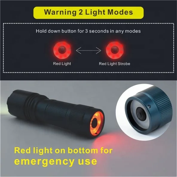 Hot Sale Heavy Duty 1200 Lumen Red High Powered Emergency Portable Flashlight LED Torch Flash Light