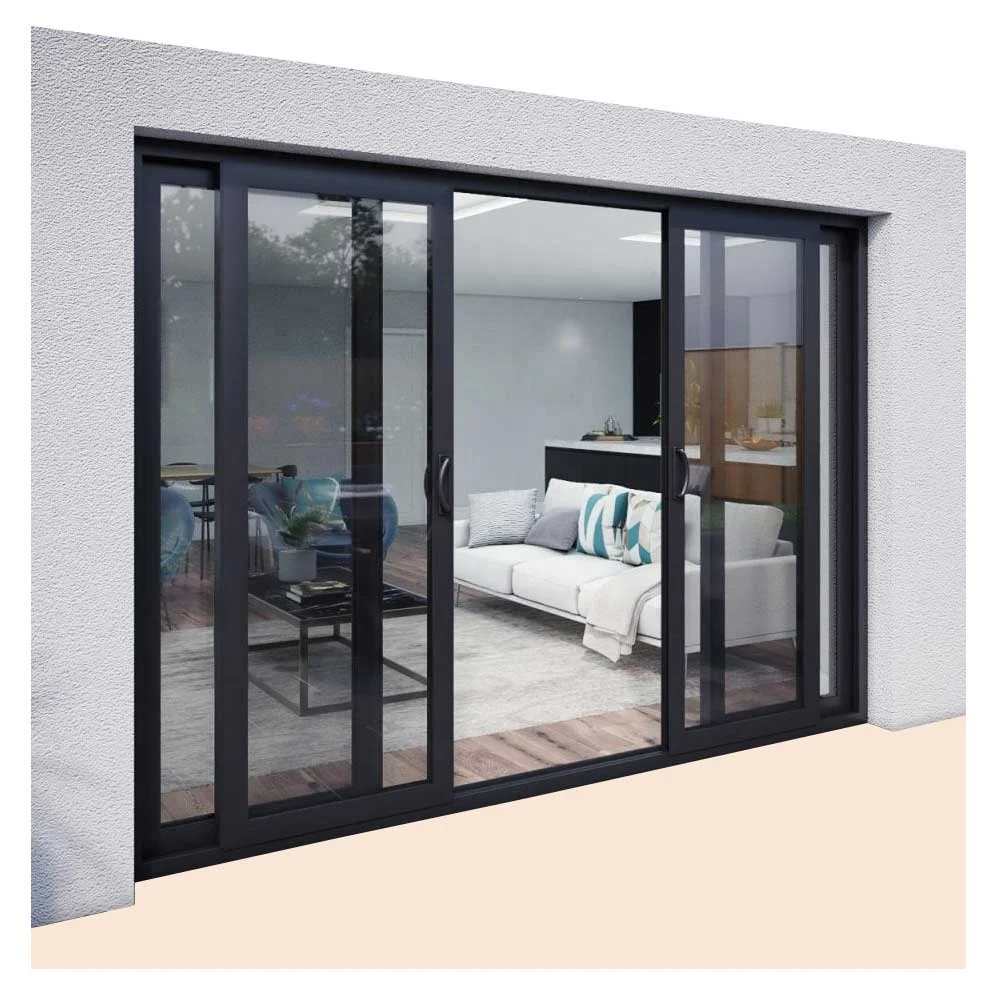 Modern 4-Panel Aluminum Glass Folding Door Full View Patio Room Partition Steel Balcony Entrance Screen Gate Residential Houses