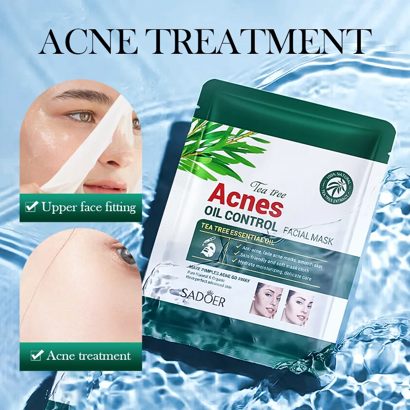 Wholesale Natural Tea Tree Extract Facial Mask Anti Aging Whitening Firming Moisturizing Oil Control Acne Treatment Face Mask