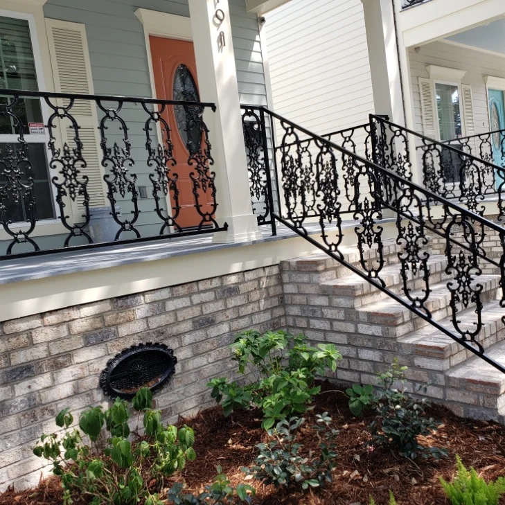custom ornamental material forged railings for stairs outdoor wrought iron forged metal classic railheads balcony  staircase