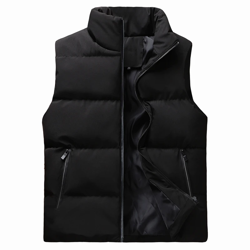 2021 winter men fashion casual solid color thick sleeveless jacket with zipper (1600130863543)
