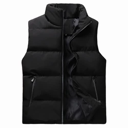 2021 winter men fashion casual solid color thick sleeveless jacket with zipper