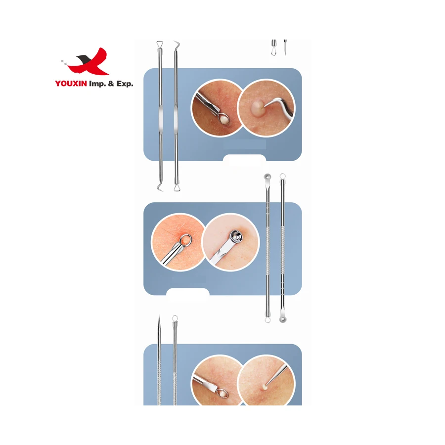 Wholesale Silver Stainless Steel Acne Blackhead Removal Needles Pimple Spot Comedo Extractor Tools