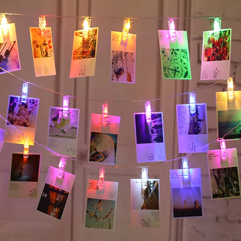 LED String lights Card Photo Clip Holder Fairy Garland lamp For Christmas New Year Wedding Party Decoration Battery holiday lamp