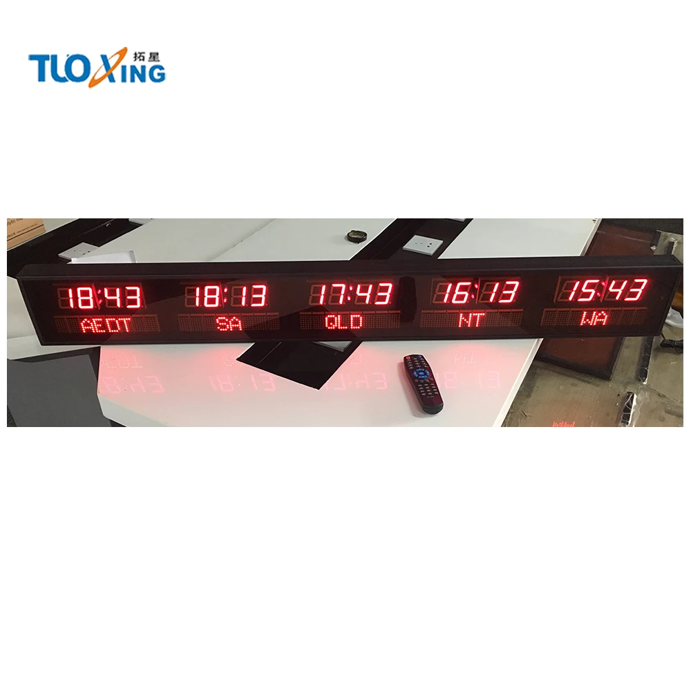 Tuoxing city name time customizable world time zone wall led digital display world clock