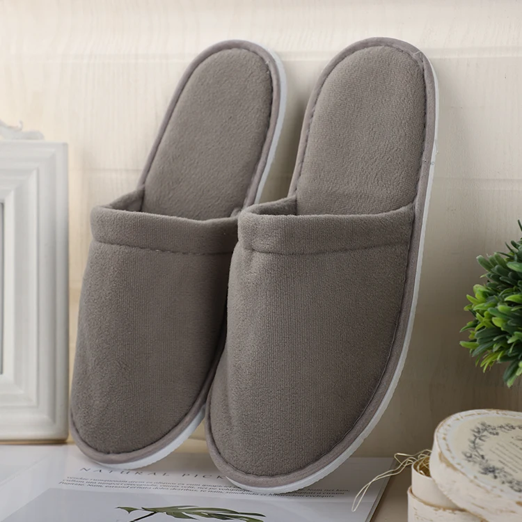 Luxury Hotel Slippers Disposable Cotton Gray Slippers Top Quality Bargain Wholesale In Stock