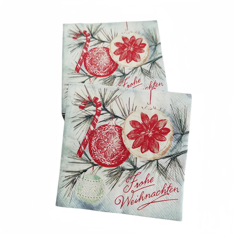 Factory customized 3-layer printed napkins high-quality Christmas napkins