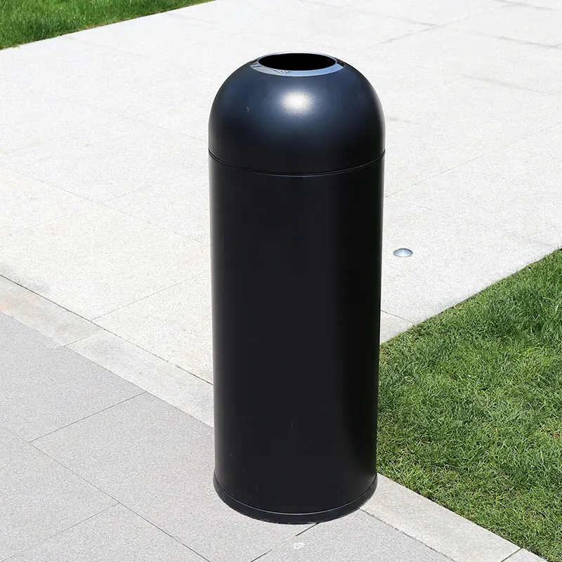 Round shape metal trash bin for outdoor and indoor use office litter bin with open lid garbage trash waste bin for cafe