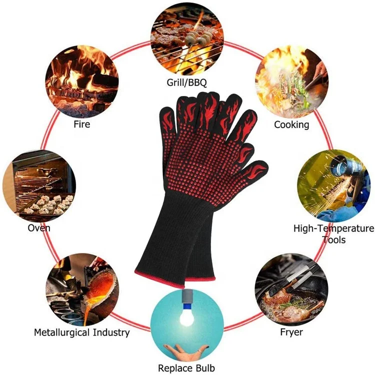Sturdyarmor Anti Slip 932F Extreme Heat Resistant BBQ Grill Oven Mit Glove Handschuhe