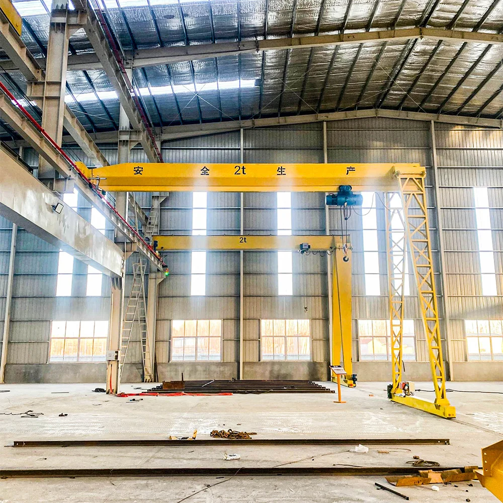 Factory outlet wheel type semi-gantry crane with electric hoist
