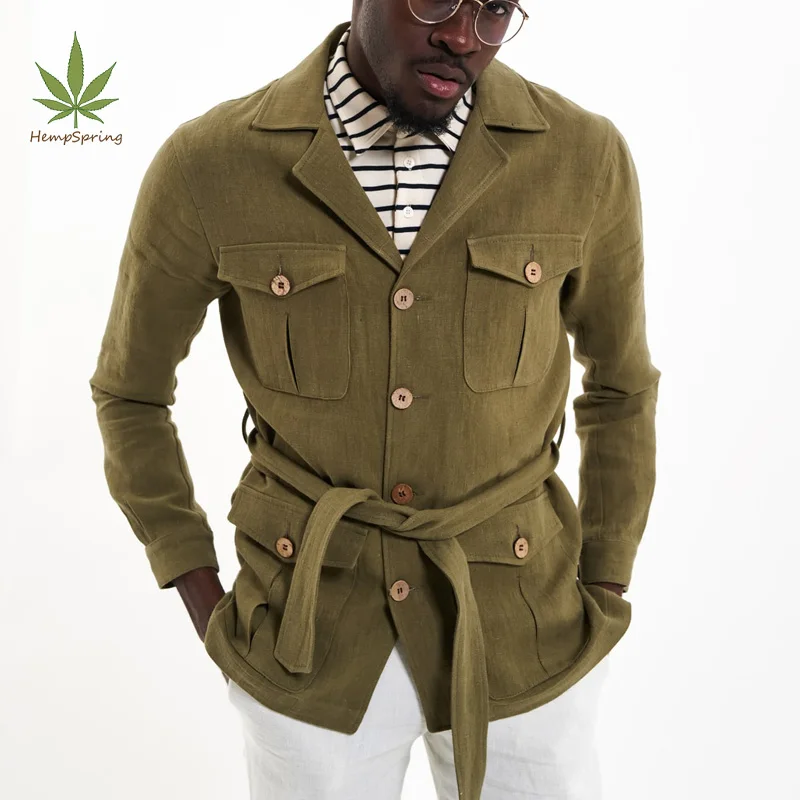 HempSpring  100% hemp jacket men pocket jacket sustainable man jacket eco friendly coat custom hemp Blazer