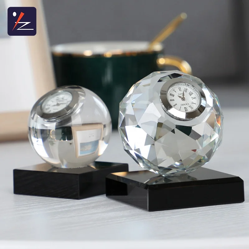 Fashion crystal clock, crystal desk clock, Crystal ball clock  Crystal ornaments   home decoration ornaments