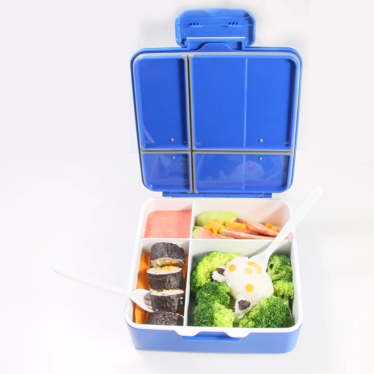 Free Sample Rectangle-Shaped Double Wall PP Plastic Lunch Box Airtight Multi-Compartment Storage Container Kids Silicone