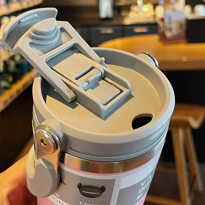 Wholesale 600ml 900ml  student flip straw tumbler double walled Vacuum Insulated Water Bottle for Dye Sublimation Heat Press