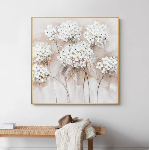 Abstract 3D White Flowers Canvas Wall Art Modern Nordic Plant Posters And Prints Art Picture Painting For Home Decor