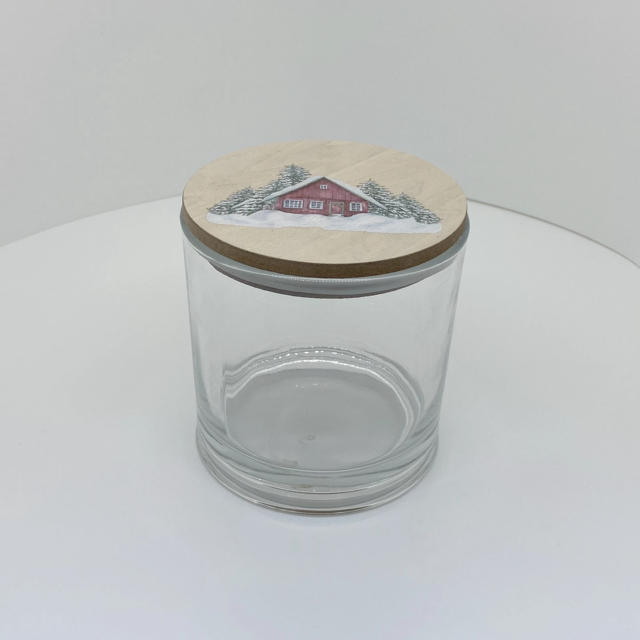 Customizable Glass Storage Jars with Wood Lids for Home DIY Art Projects Festive Holiday Celebration Wooden Craft Design