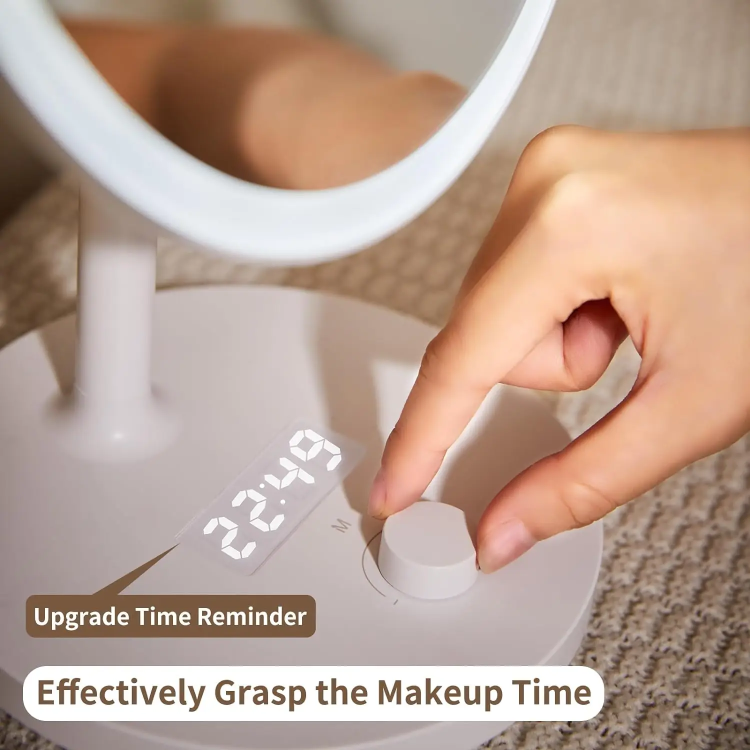 USB Rechargeable Modern Touch Screen Portable Makeup Mirror LED Cosmetic Vanity Mirror with 3 Color Lights for Travel