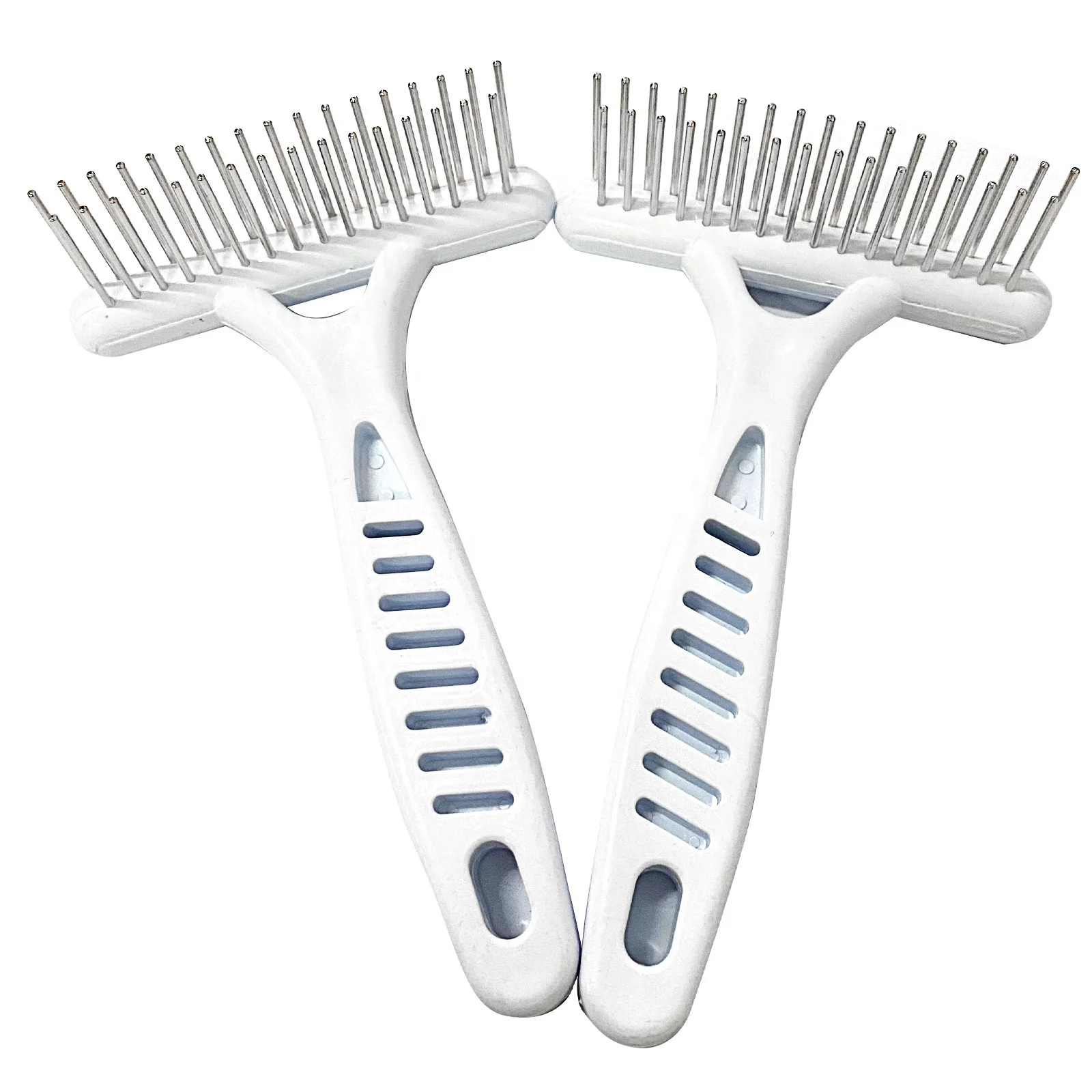 Professional Double Row Rotating Pins Undercoat Rake Dog Grooming Tool Deshedding Rake Dog Cat Hair Fur Removal Medium Long Hair