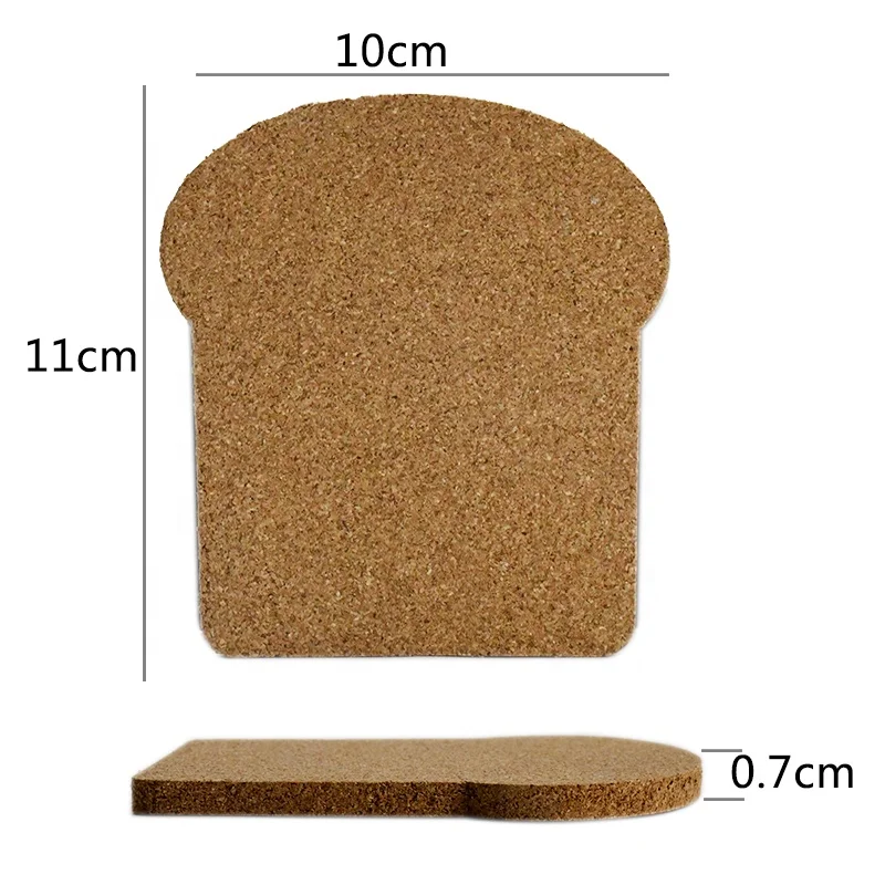 Funny Bread Shape Blank Design Custom Logo Cheap High Quality Cork Coaster Set for Home Daily Use